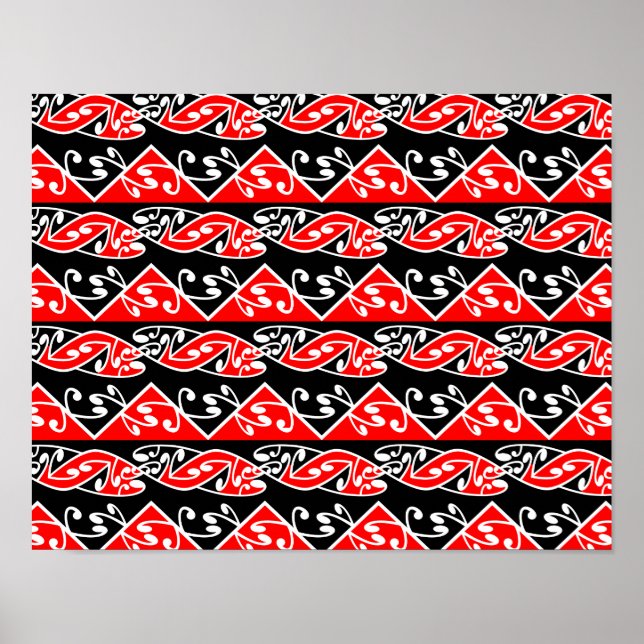 Kowhaiwhai Traditional Maori Koru Mönster Poster (Framsidan)