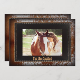 Kowhide Cowboy Country western bröllopsinbjudan Inbjudningar