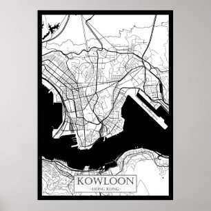Kowloon Hongkong karta Poster