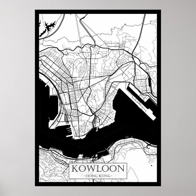 Kowloon Hongkong karta Poster (Framsidan)