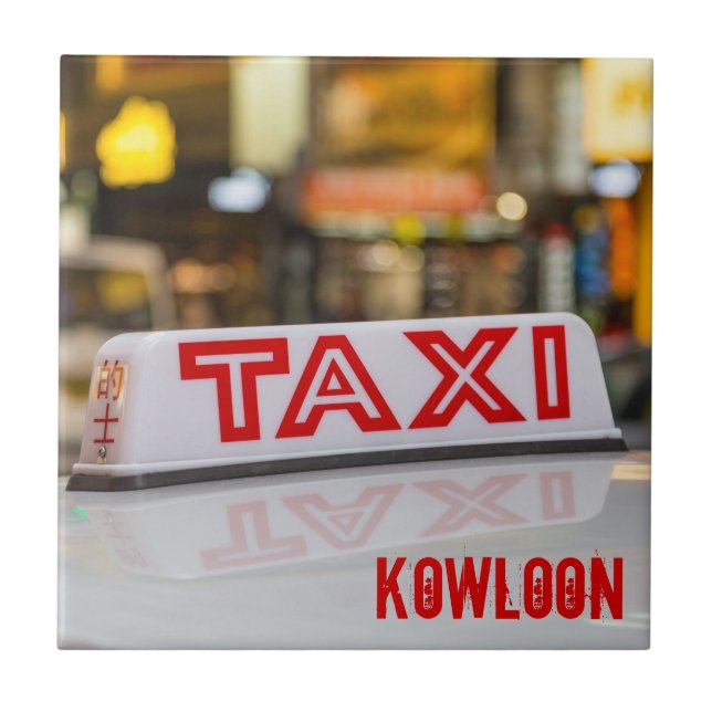 Kowloon Taxi i Urban Hong Kong Kakelplatta (Framsidan)
