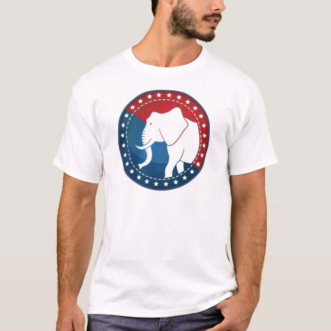 Kozzi-illustrated-image-of-a-elephant-badge-5000x5 T-shirt (Framsida)