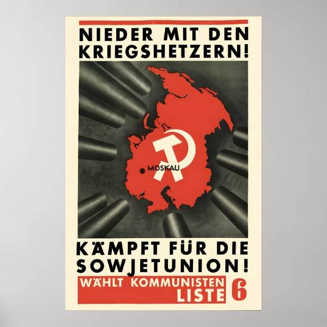 KPD Valaffisch Ned med krigshetsarna Poster (Framsidan)