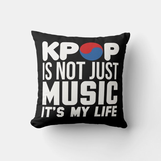 Kpop är mitt liv slogans grafik (mörk) kudde (Framsida)