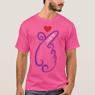Kpop Finger Heart Lila Korea Pop Music Fläkt K-Po T Shirt