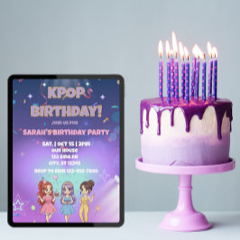 KPOP födelsedag, färglägg baksidan! Inbjudningar