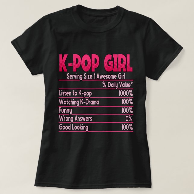 Kpop Girl Koreansk pop Music Kpop T Shirt (Design framsida)