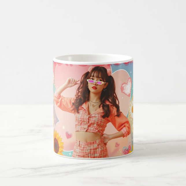 Kpop-girl retro kaffemugg (Center)