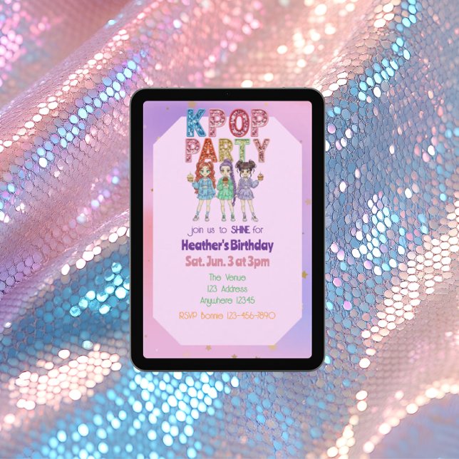 KPOP Glitter Patch Shine Birthday Inbjudningar (Skapare uppladdad)