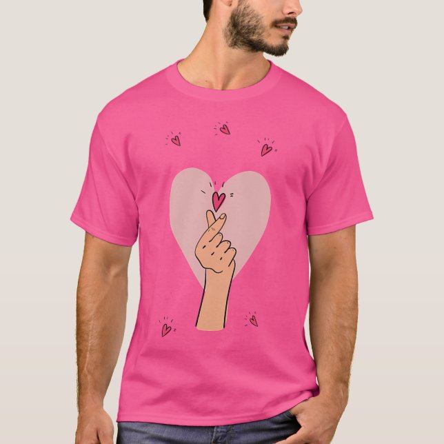 Kpop Heart Kärlek Tee Finger korsade K-Drama K-Pop (Framsida)