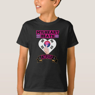 KPop Heart Korea Flagga Hand Symbol Music Design T Shirt