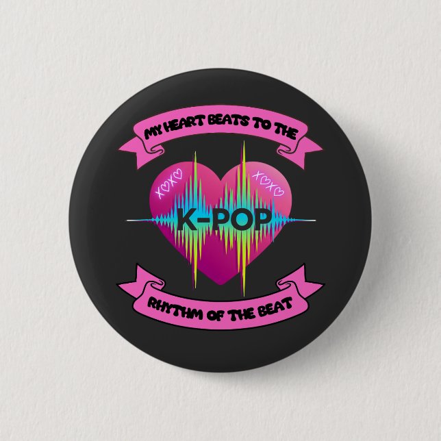 KPop Heart Ljud Rhythm Music Beat Fläkt Design Knapp (Framsida)