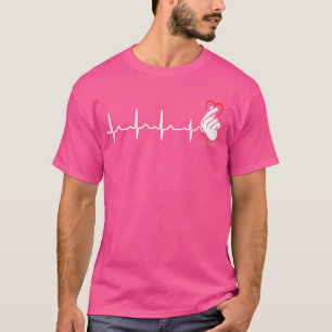 Kpop Heart Shirt Koreansk K-Pop Heartslag Pulse Sy T