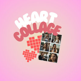 Kpop Idol Birthday Fancafe Pixel Heart Collage Fototryck