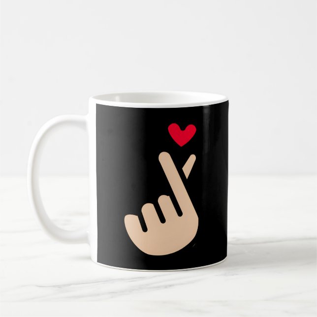 Kpop Koreansk Finger Han Symbol I Kärlek You Saran Kaffemugg (Vänster)