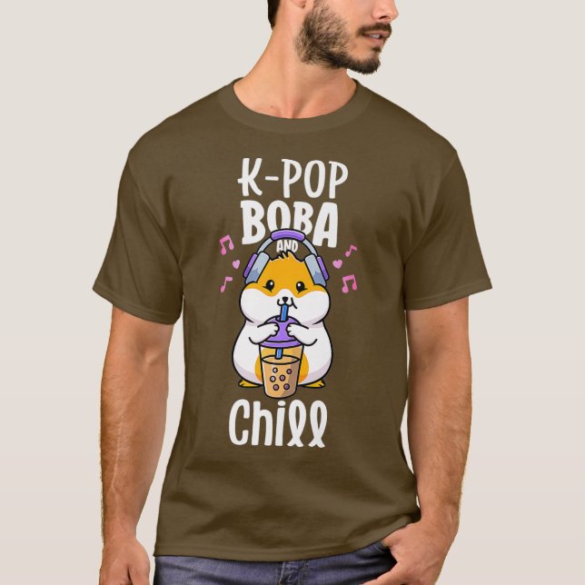 KPop och Chill Boba och K-Pop Shirt Kawaii T (Framsida)