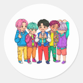 KPOP Pojkband Hjärta  Runt Klistermärke