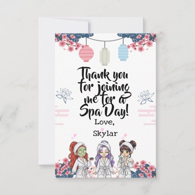 KPOP Spa Day Flat Thank You Card Tack Kort (Framsida)