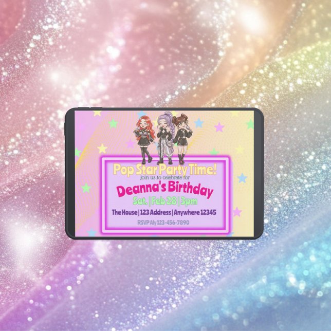 KPOP Stjärna Party Tid Födelsedag Inbjudningar (Skapare uppladdad)