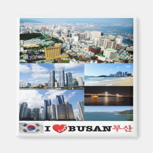 KR - Sydkorea - Busan - I Kärlek - Collage Magnet