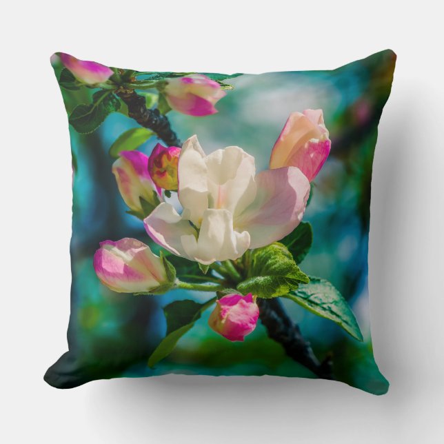 Krabapple-blommor och -knoppar kudde (Framsida)