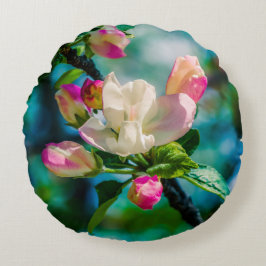 Krabapple-blommor och -knoppar rund kudde