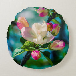 Krabapple-blommor och -knoppar rund kudde