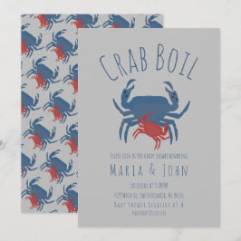 Krabb Boil Fest  Baby Shower Krabbor Grå Inbjudningar