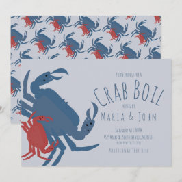 Krabb Boil Fest  Födelsedagsmiddag Krabba Blå Inbjudningar