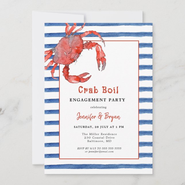 Krabb Boil par engagementfest inbjudan (Framsida)