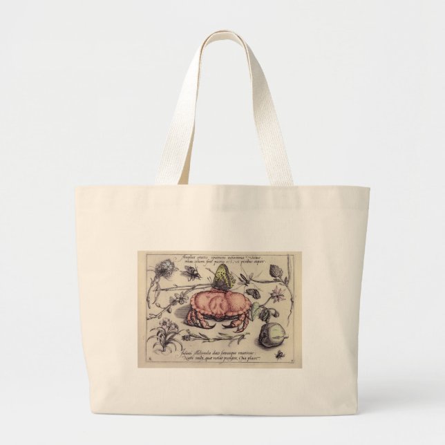 Krabb Botanisk Insekt Blomm Illustration Jumbo Tygkasse (Framsidan)