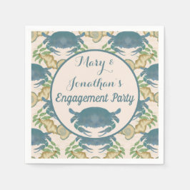 Krabb Fest-Vattenfärg Blå Krabbor, Förlovning  Pappersservett