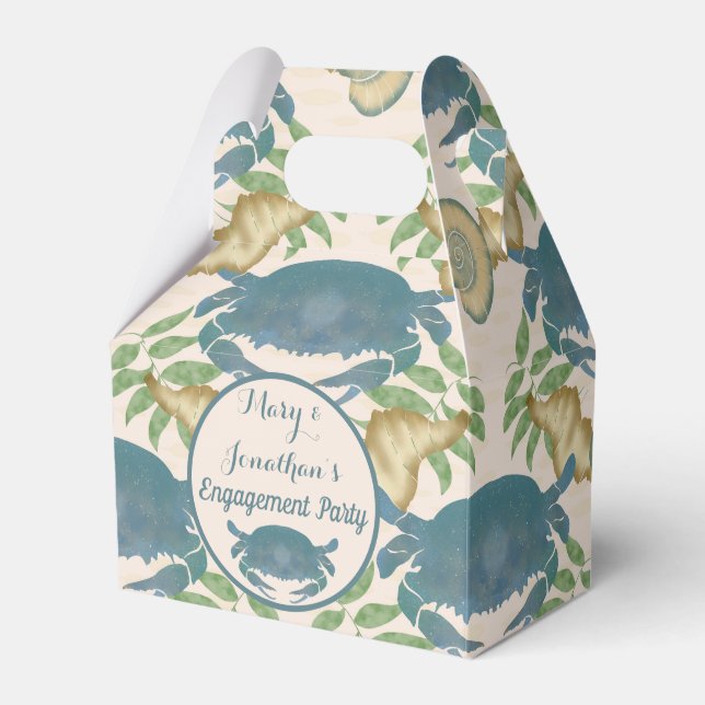 Krabb Fest-Vattenfärg Blå Krabbor, Förlovning  Presentaskar (Framsidan Sidan)