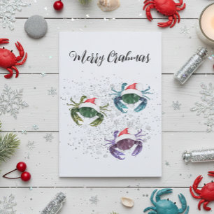 Krabb Kärlek Jul Färgglad Kräftdjur Helgkort