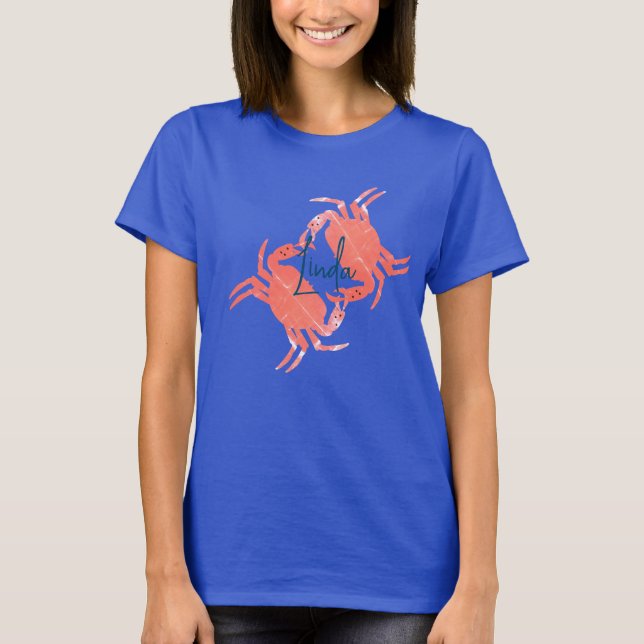 Krabb Ocean Strand Havslevande  T Shirt (Framsida)