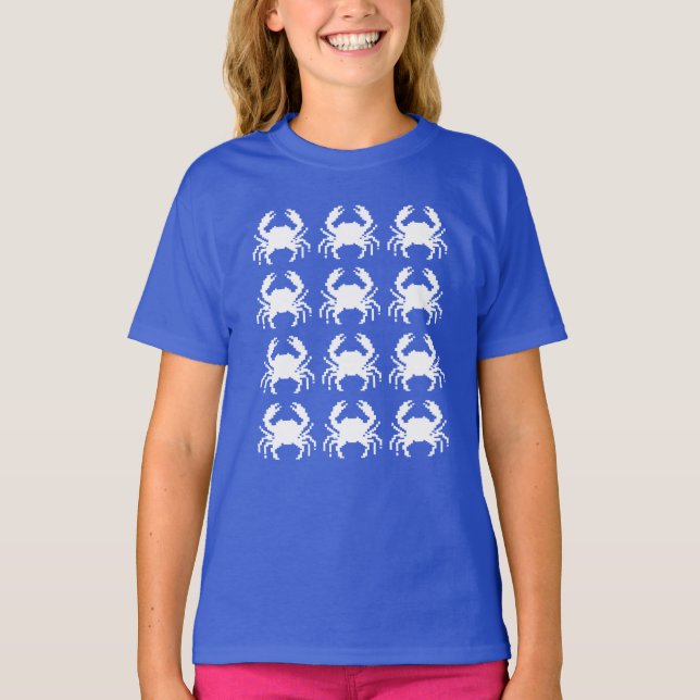 Krabb Pixel Mönster Upprepning T Shirt (Framsida)