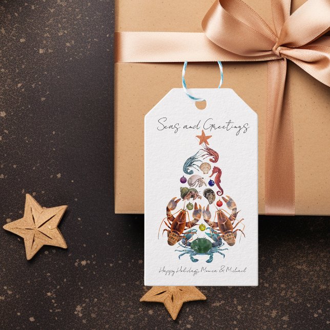 Krabba Hummer Julgran Kräftdjur Hav Semester Presentetikett (Skapare uppladdad)