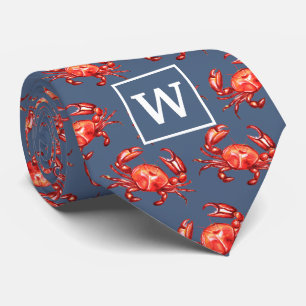 Krabba i Monogram Mönster Slips