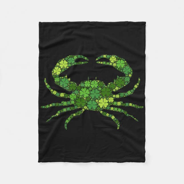 Krabba Irländsk Lucky Grön Shamrock Klöver - St Pa Fleecefilt (Framsidan)