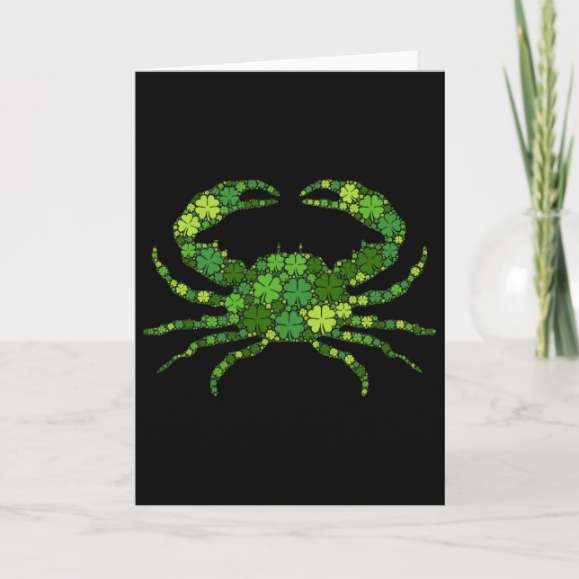 Krabba Irländsk Lucky Grön Shamrock Klöver - St Pa Kort (Framsida)