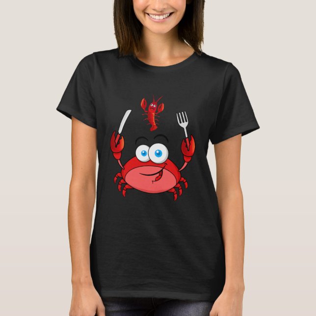 krabba kräftor middag t shirt (Framsida)