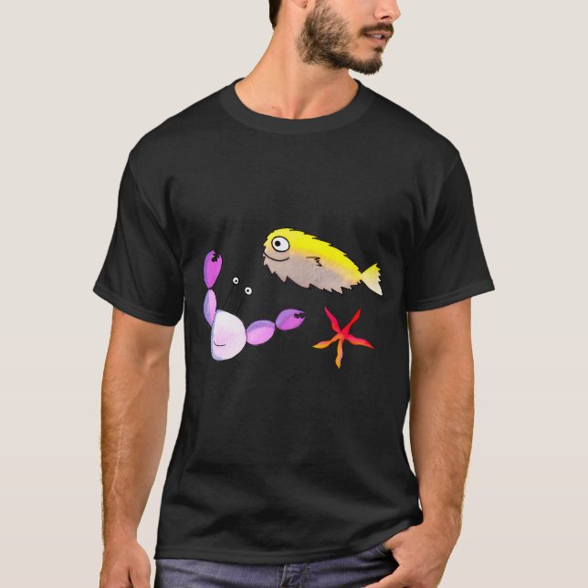 Krabba, Kugelfisk och Sjöstjärna T Shirt (Framsida)