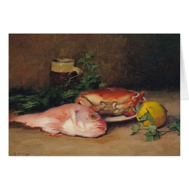 Krabba och röd multefiskar hälsningskort (Framsidan Horizontal)