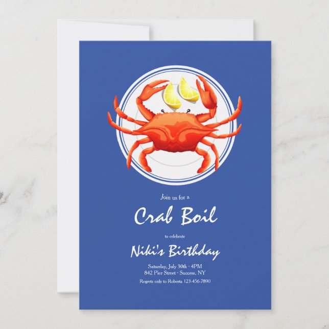 Krabba på en plåt inbjudningar (Framsida)