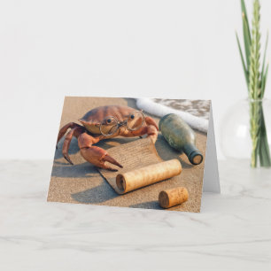 Krabba på födelsedagen läser ett meddelande på en 