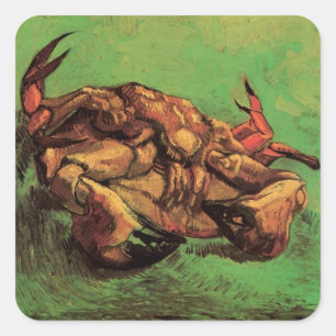 Krabba på rygg av Vincent van Gogh Fyrkantigt Klistermärke