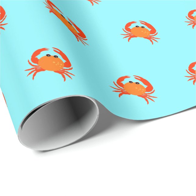 Krabba röd het orange enkel ren fräsch  presentpapper (Rullad Hörn)