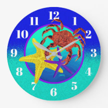 Krabba & Starfish - Round Wall Clock