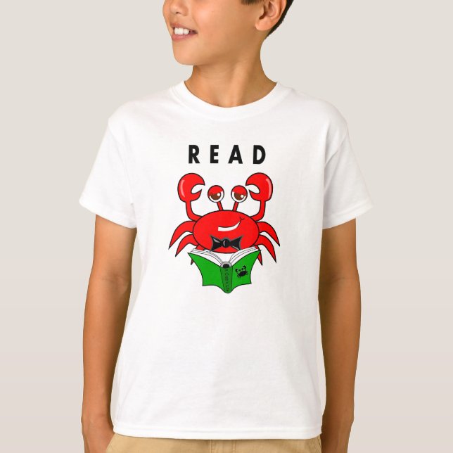 Krabbaläsning en bokt-skjorta t shirt (Framsida)