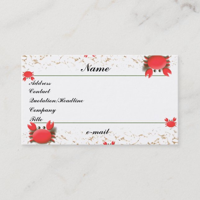 Krabbastranden profilerar kortet visitkort (Framsida)